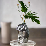 Bloomingville Dimona Vase silber - Steingut Vase modern skulptural für Wohnzimmer Deko Tisch