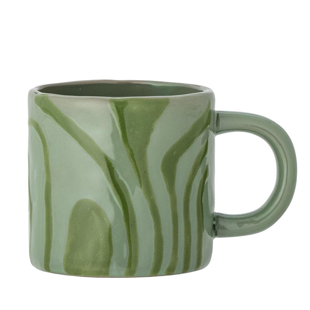 Bloomingville Ninka Tasse, aus Steingut, in Grün, 250 ml, moderner Retro-Look