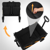 NILS CAMP Bollerwagen faltbar 100L in Schwarz Orange - kompakter Campingwagen für Strand & Outdoor