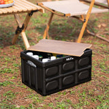 NILS CAMP faltbare Campingbox mit Tischfunktion 20L in Schwarz - kompakte Reisebox