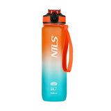 NILS CAMP Trinkflasche Tritan 1000 ml mit Strohhalm orange-blau für Outdoor Sport Reisen