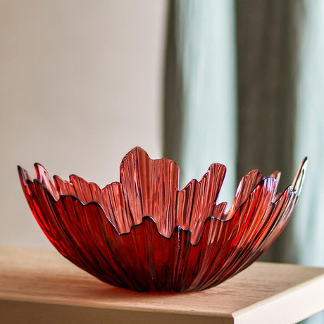 Bloomingville Aila Dekoschale Glas rot Blütenform 31 cm
