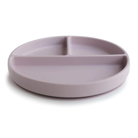 Mushie Silikon-Kinderteller, Soft Lilac, Geteilter Teller mit Rutschfestem Saugnapf