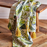 Bloomingville Camelie Decke bunt - Plaid mit Blumenmuster Baumwolle für Sofa Wohnzimmer