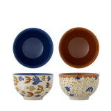 Bloomingville Anniversary Schalen 2er Set Steingut bunt Vogelmotiv 160 ml