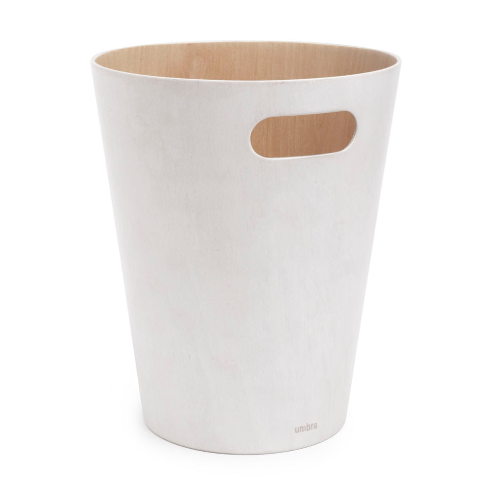 Umbra Woodrow Abfalleimer, Weiß/Holz, 7,5 Liter, Zweifarbiger Papierkorb