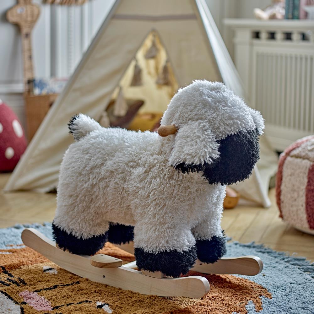 Bloomingville MINI Dolly Schaukeltier Schaf Weiß Polyester 65cm