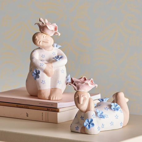 Bloomingville Floriella Deko aus Steingut in Bunt – 2er Set dekorative Figuren fürs Wohnzimmer