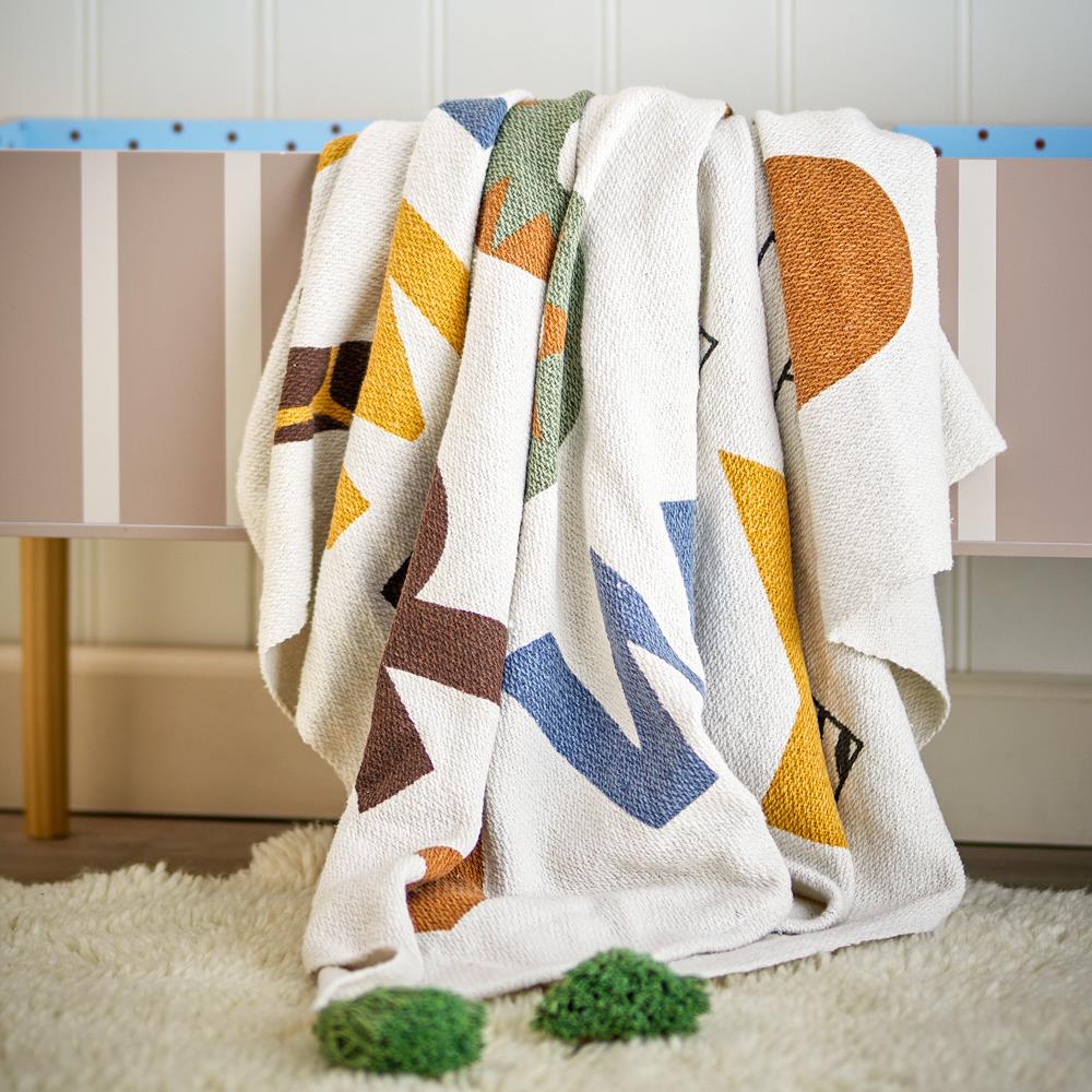 Bloomingville MINI Memmo Decke Bunt Baumwollmix 160x130cm Kinder