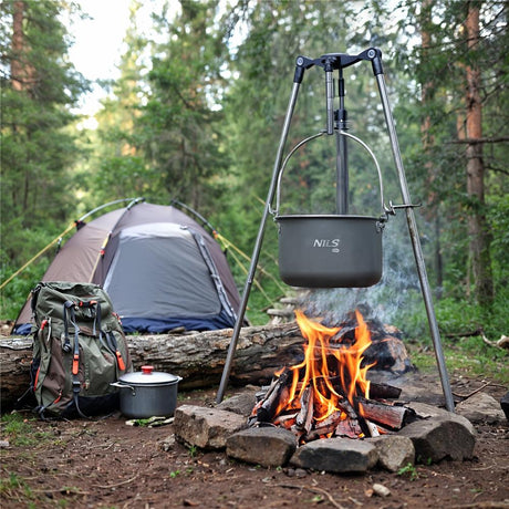 NILS CAMP Camping Kochtopf 4L mit Deckel - großer Outdoor Topf für Camping, Trekking & Gruppen
