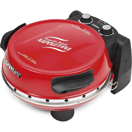 G3Ferrari elektrischer Pizzaofen Napoletana rot inkl. 2-ten Stein zum Überbacken im Deckel bis 400 °C