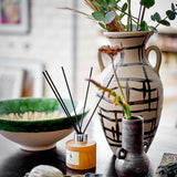 Bloomingville Ohana Vase schwarz D16,5 cm aus Steingut – handbemalte Vase für Wohnzimmer
