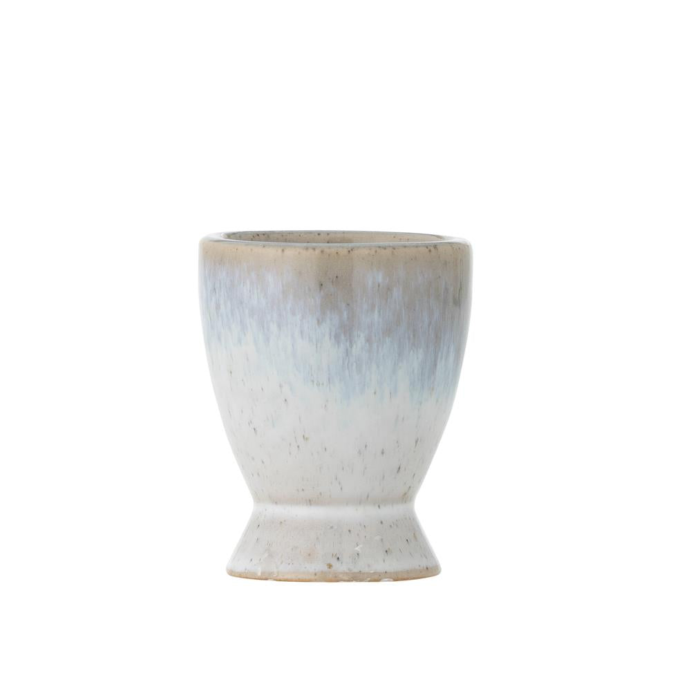 Bloomingville Paula Eierbecher aus Steingut in Blau D5 x H6,5 cm – Eierbecher für Frühstückstisch