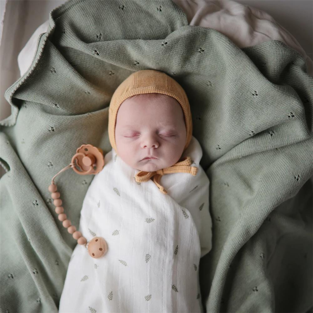 Mushie Musselin-Baby-Wickeldecke, Leaves, Pucktuch aus 100% Bio-Baumwolle