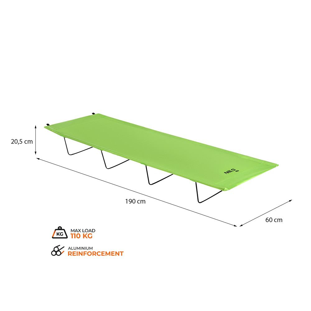 NILS CAMP Feldbett klappbar grün für Camping Reisen Outdoor bequem stabil ultra leicht