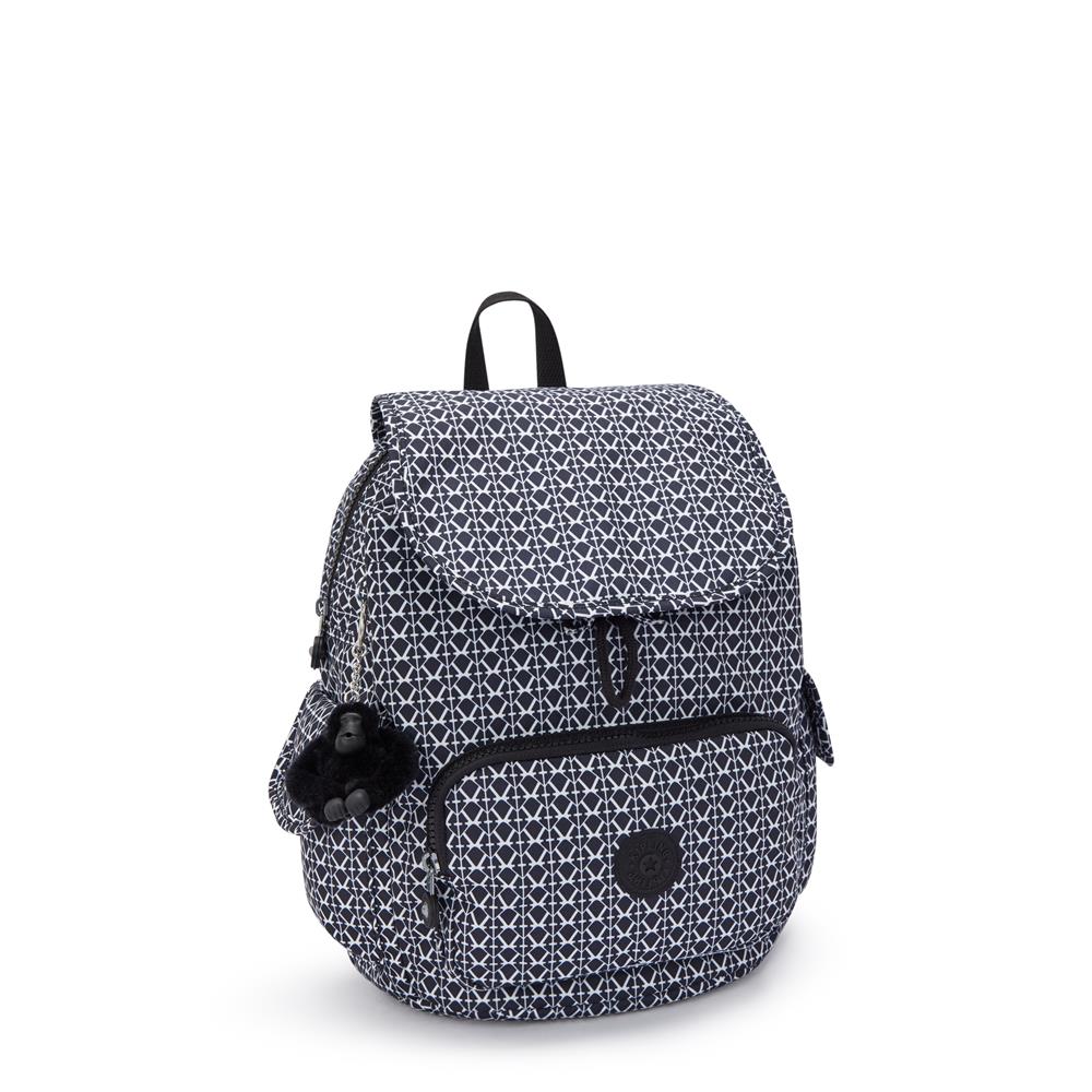 Kipling CITY PACK S, Kleiner Rucksack, Signature Print (schwarz), 9L, Kompakt & Stylisch
