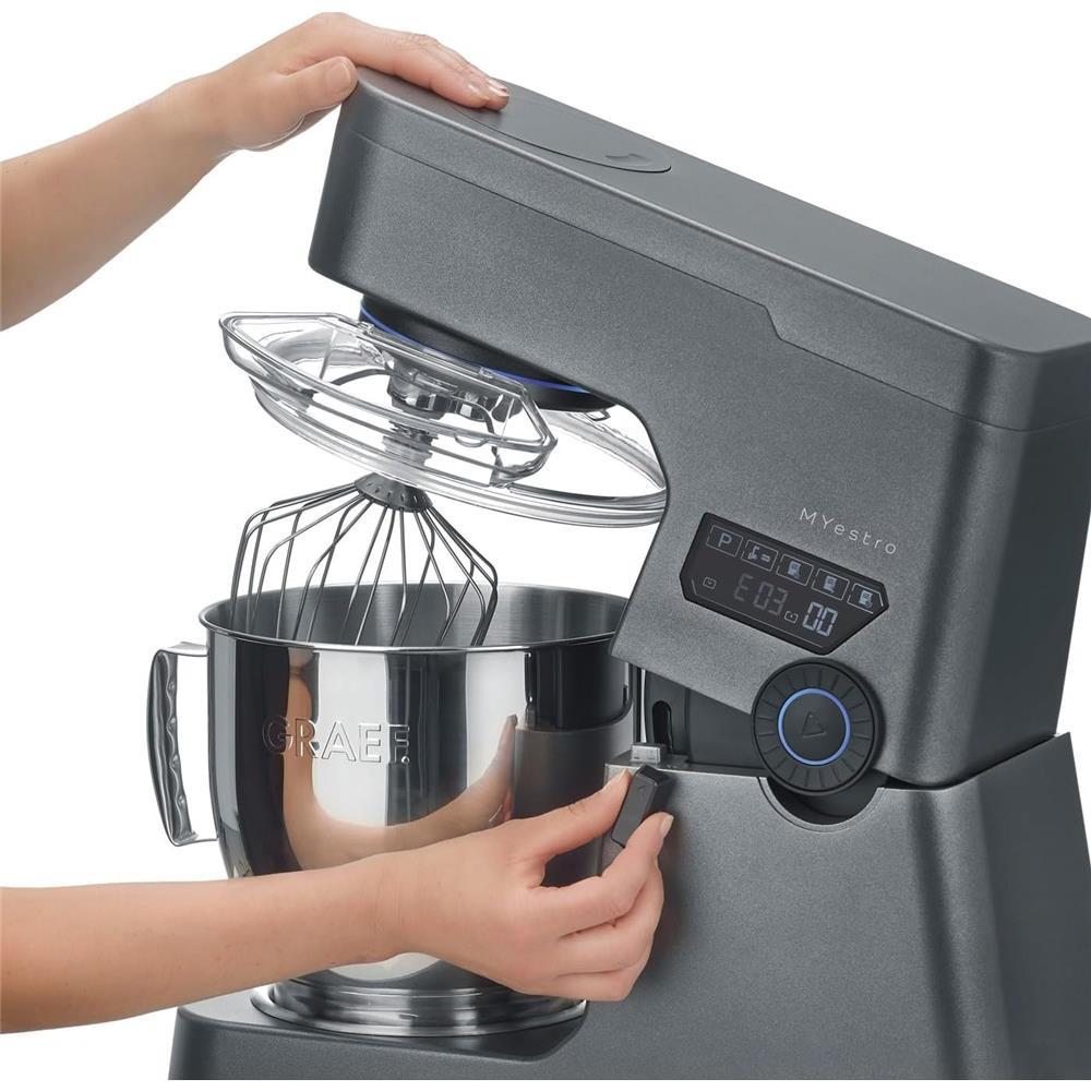 GRAEF Küchenmaschine MYestro Knetmaschine mit 7 Liter Edelstahl Rührschüssel grau | B-Ware