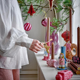 Bloomingville Maiano Kerzenhalter 3er Set rosa Keramik Bonbon Design Weihnachtsdeko Stabkerzen
