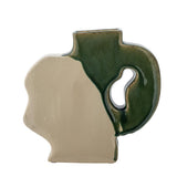 Bloomingville River Vase grün - Steingut Vase skulptural Gesicht Design für Wohnzimmer Deko