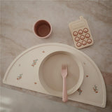 Mushie Silikon-Platzdeckchen, Pink Flowers, Tischset, BPA-frei