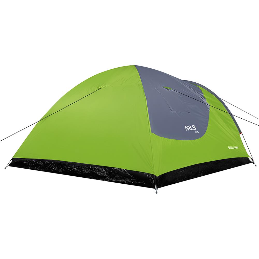 NILS CAMP Discovery Zelt für 4 Personen in Grün-Grau - Campingzelt mit Vorraum für Outdoor & Familie
