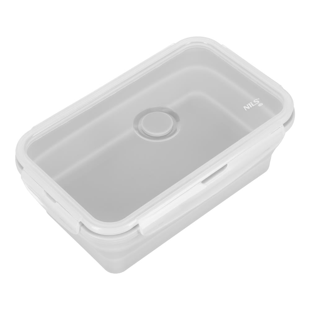 NILS CAMP faltbare Lunchbox 1200 ml Silikon grau für Camping Reisen Arbeit