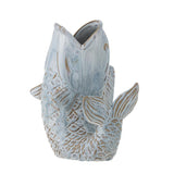 Bloomingville Hiro Vase Blau Steingut Fischform Landhausstil 21cm