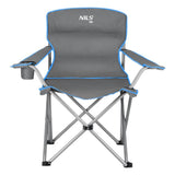 NILS CAMP Campingstuhl Grau-Blau - gepolsterter Klappstuhl mit Armlehnen für Camping, Garten & Angeln