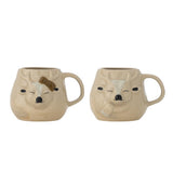 Bloomingville Rudolph Tasse Natur Steingut 2er Set Rentier Weihnachtstassen