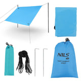 NILS CAMP Tarp 230x140 cm Blau - wasserdichte Camping Plane für Trekking, Outdoor & Schutz