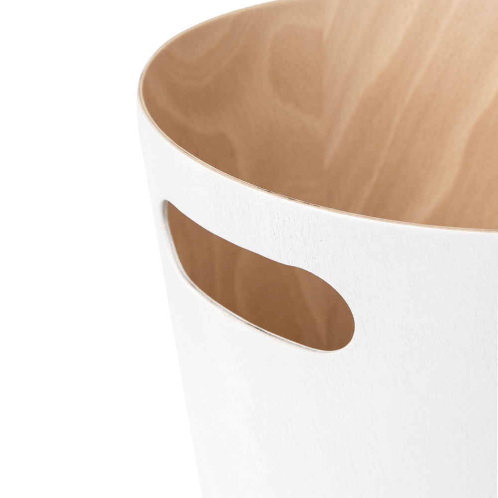 Umbra Woodrow Abfalleimer, Weiß/Holz, 7,5 Liter, Zweifarbiger Papierkorb