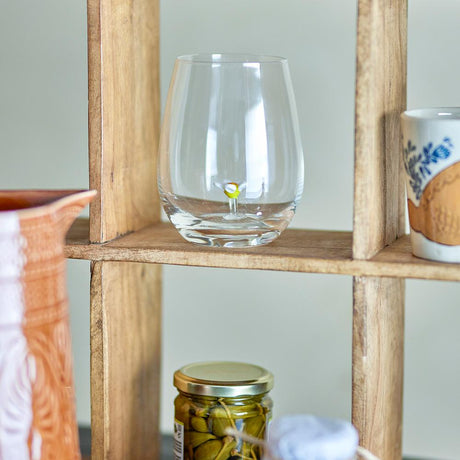Bloomingville Misa Trinkglas, 560ml, aus Glas mit Blumenfigur im Inneren