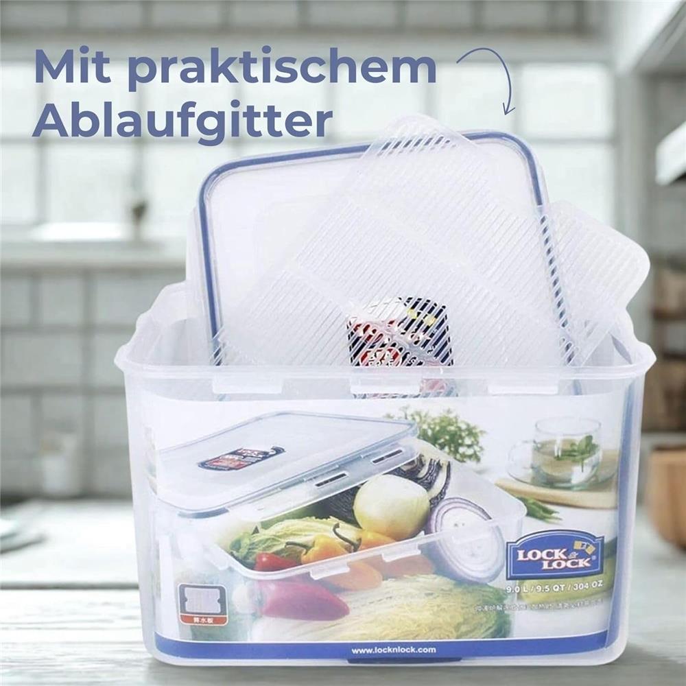 LocknLock PP Classic Vorratsdose 4,8 L mit Griff & Ablaufgitter, BPA-frei