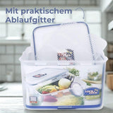 LocknLock PP Classic Vorratsdose 4,8 L mit Griff & Ablaufgitter, BPA-frei