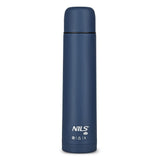 NILS CAMP Thermoskanne 1L Edelstahl blau isoliert für Camping Reisen Outdoor