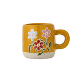 Bloomingville MINI Millie Tasse 110 ml orange - Steingut Tasse mit Blumenmotiv für Kinder & Küche