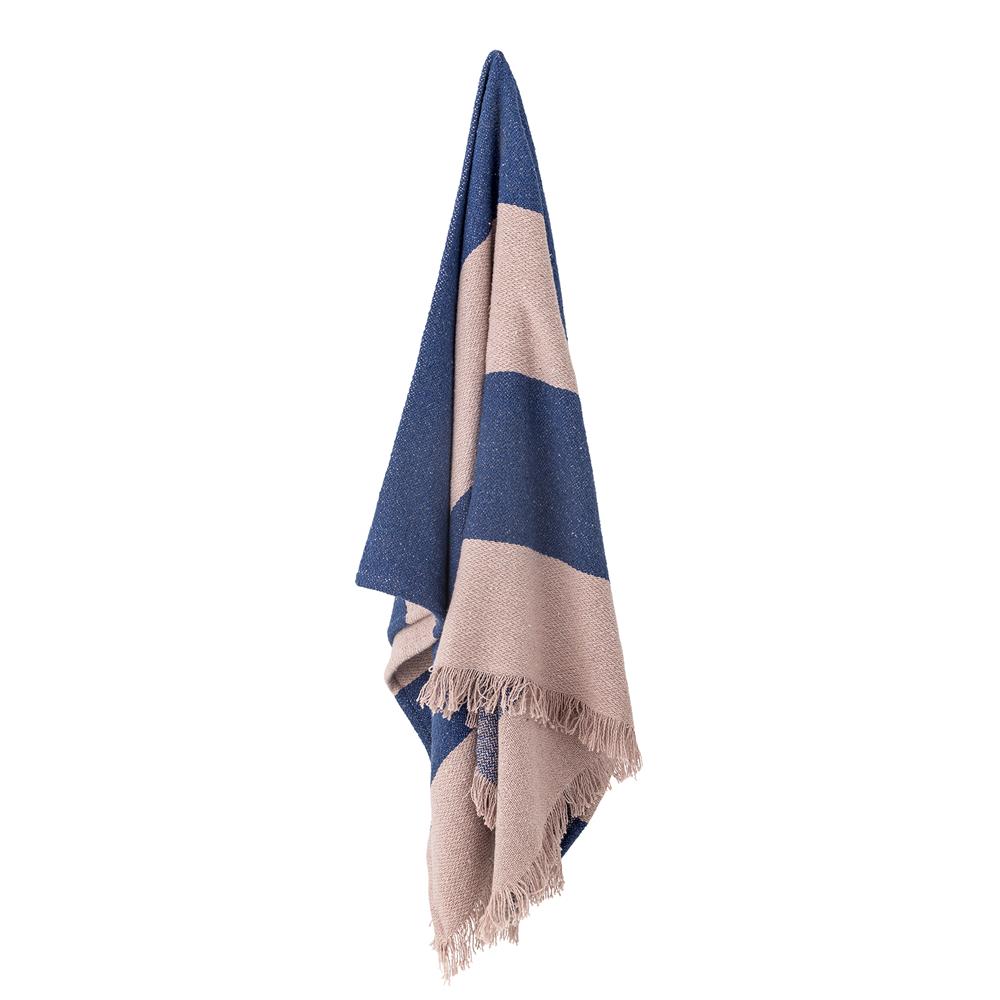 Bloomingville Cadeo Decke blau 160x130 cm aus recycelter Baumwolle – Wohndecke Kuscheldecke