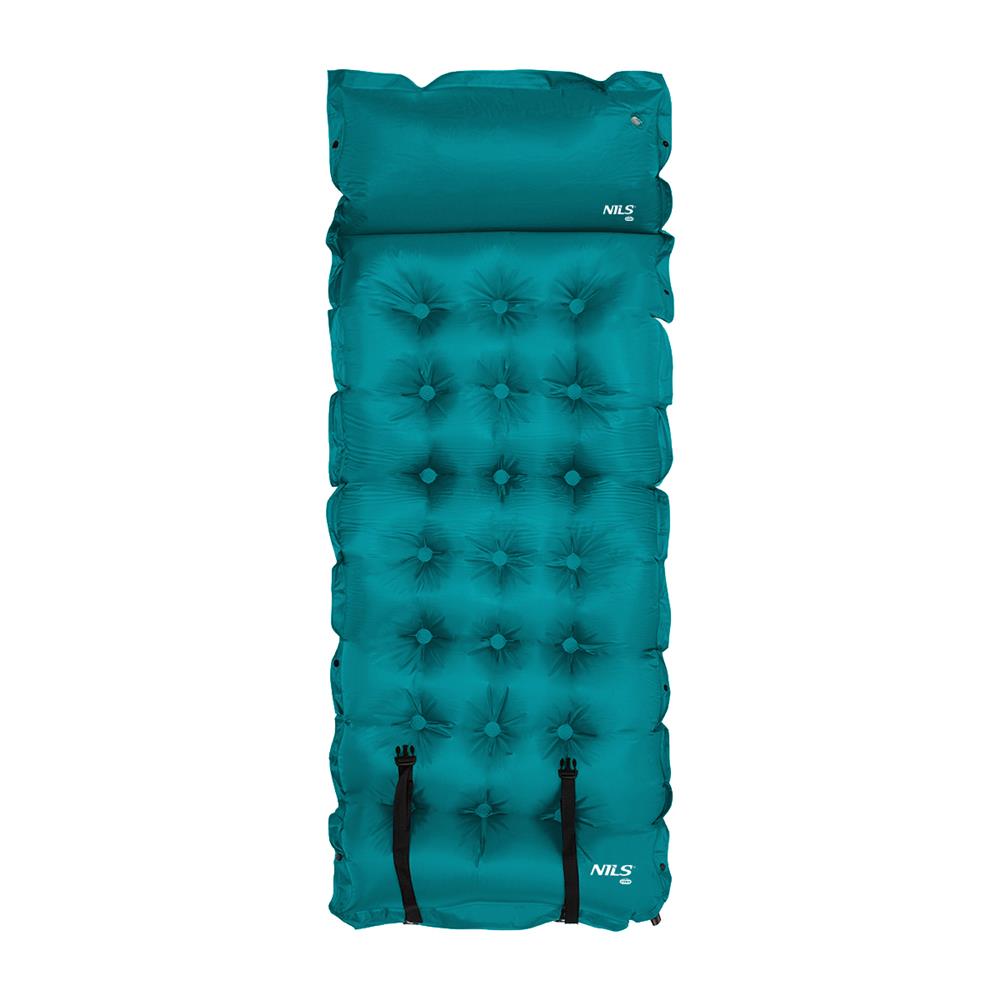 NILS CAMP selbstaufblasende Campingmatte 188 cm meerblau mit Kissen Isomatte Outdoor