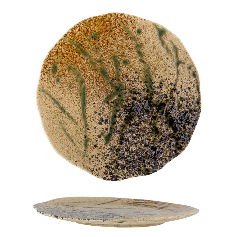 Bloomingville Larken Teller bunt aus Steingut – großer Essteller für Küche & Tischdeko