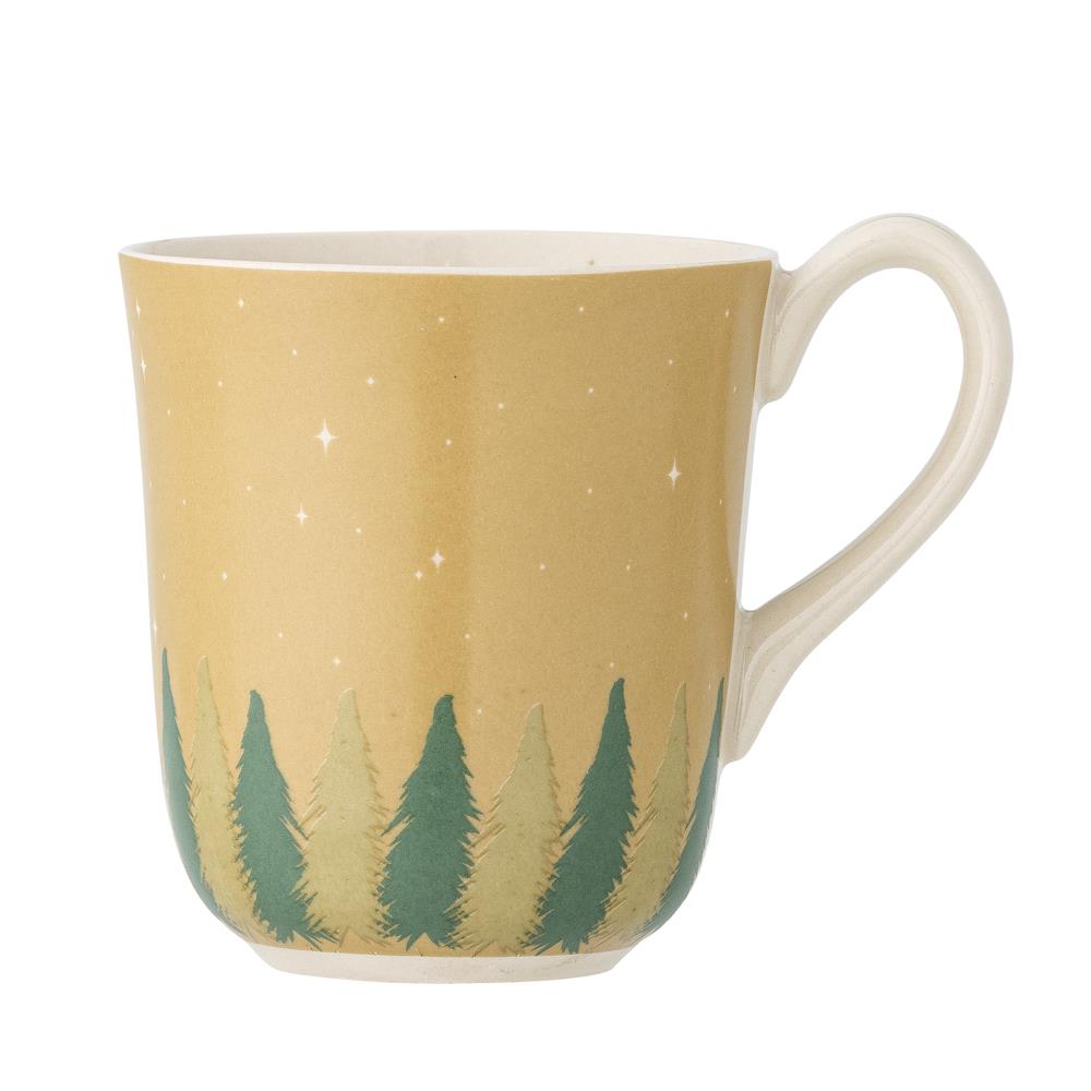 Bloomingville Spruce Tannenbaum Tasse, Grün, Steingut 350 ml Weihnachtstasse
