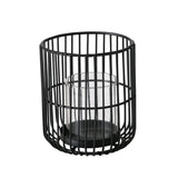 BOLTZE Windlicht Cindy 2er Set Metall Glas schwarz rund skandinavisch