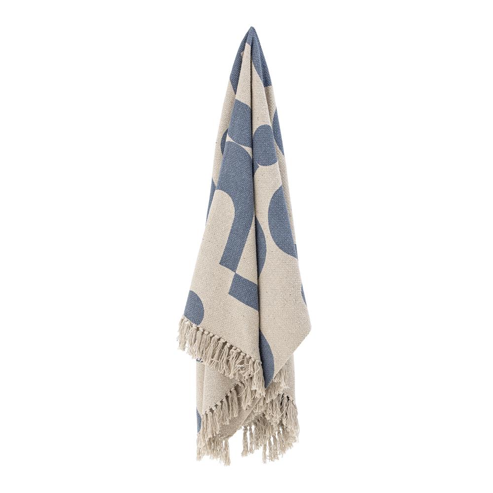 Bloomingville Agno Decke, Blau, mit recycelter Baumwolle, L160xW130 cm