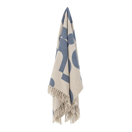 Bloomingville Agno Decke, Blau, mit recycelter Baumwolle, L160xW130 cm