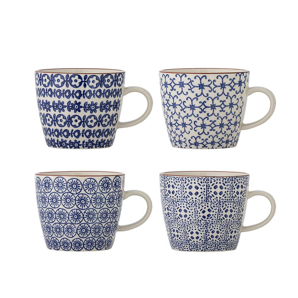 Bloomingville Karine Becher 4er Set 300 ml Steingut blau Design