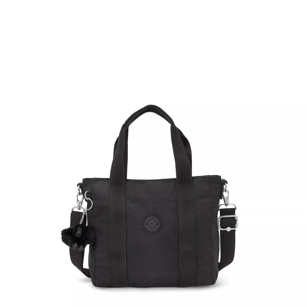 Kipling ASSENI MINI, Mini Tote Bag, Black Noir (schwarz), kleine Handtasche mit Schultergurt