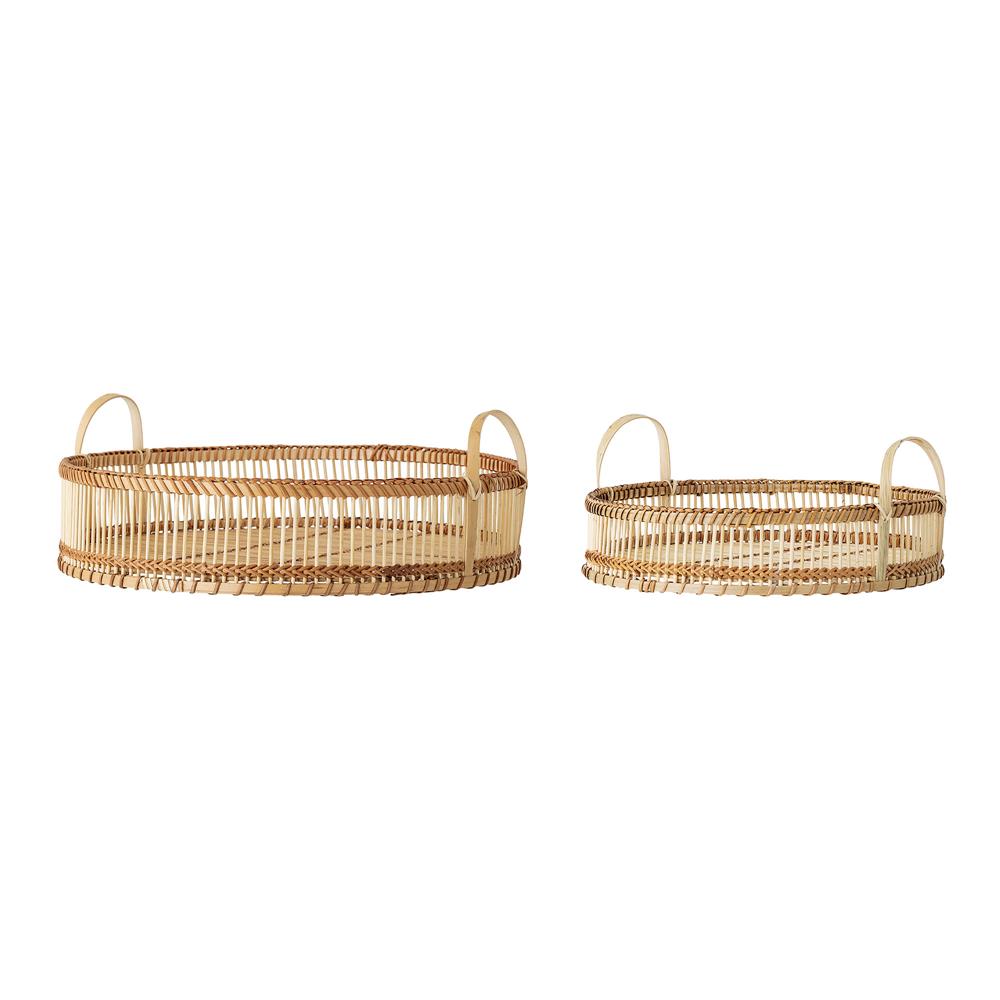 Bloomingville Salle Tablett 2er Set Natur Bambus Serviertablett Servierplatten dänisches Design