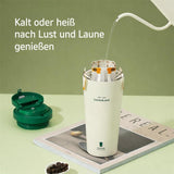 LocknLock Thermobecher 550 ml keramikbeschichtet mit 2 Deckeln, Weiß-Grün