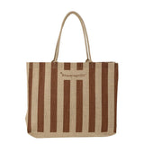 Bloomingville Bergamo Einkaufstasche, aus Jute, mit naturfarbenen und braunen Streifen
