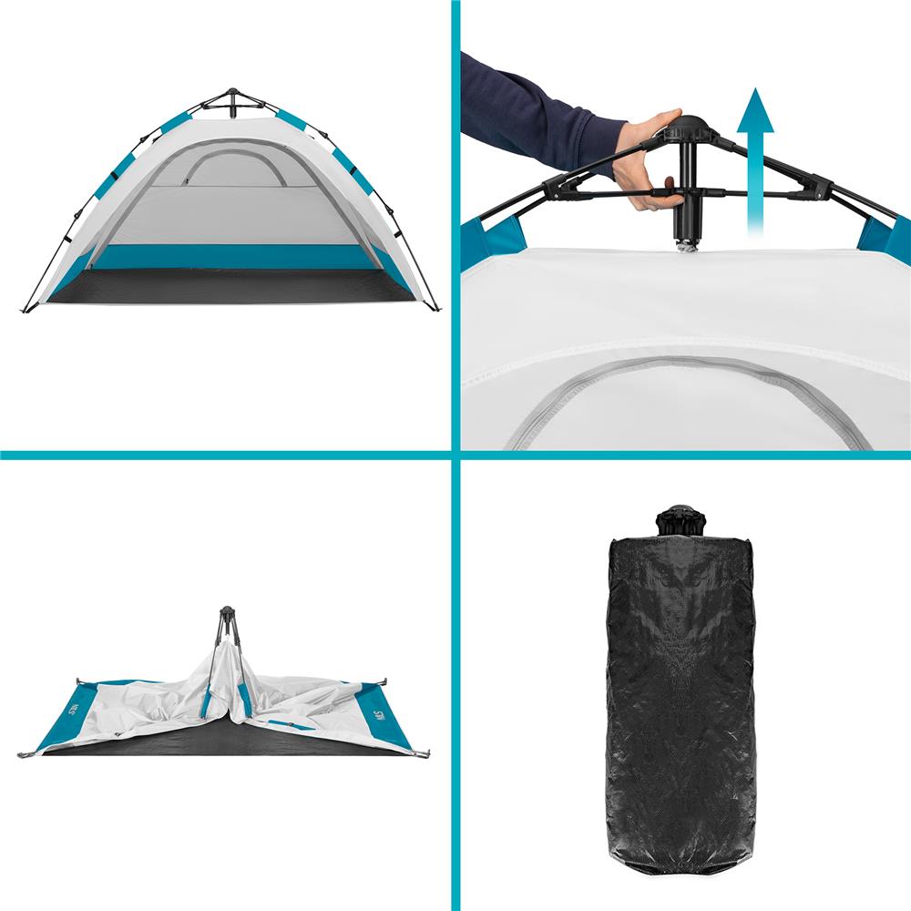 NILS Wurfzelt automatisch in grau für Strand Camping und Garten mit UV Schutz