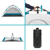 NILS Wurfzelt automatisch in grau für Strand Camping und Garten mit UV Schutz